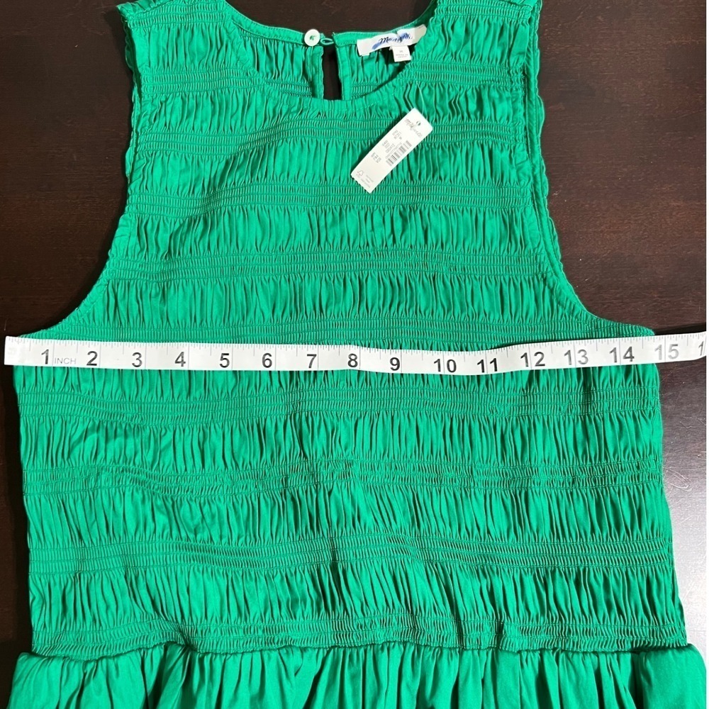 NWT Madewell Smocked Bodice Midi Dress Green Sleeveless Spring Wedding Guest - Picture 6 of 16